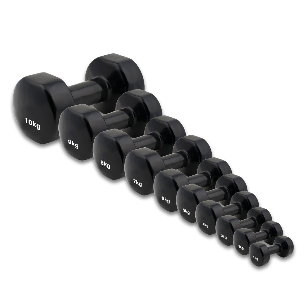 AlphaState Vinyl Dumbbell Set (2 x 1-10kg) + Pyramid Rack