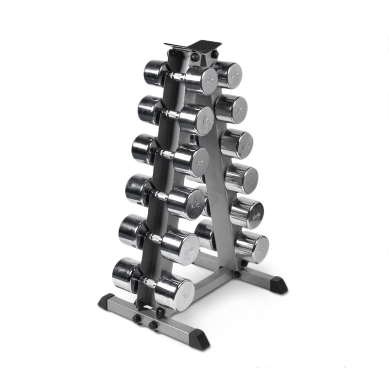 AlphaState Chrome Dumbbell Set + Pyramid - Gym Concepts